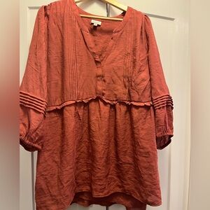 Avenue Rust Colored Babydoll  Top
